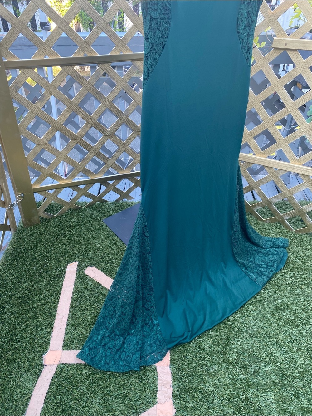 Teal Lace Panel Maxi Dress - Brand Unspecified